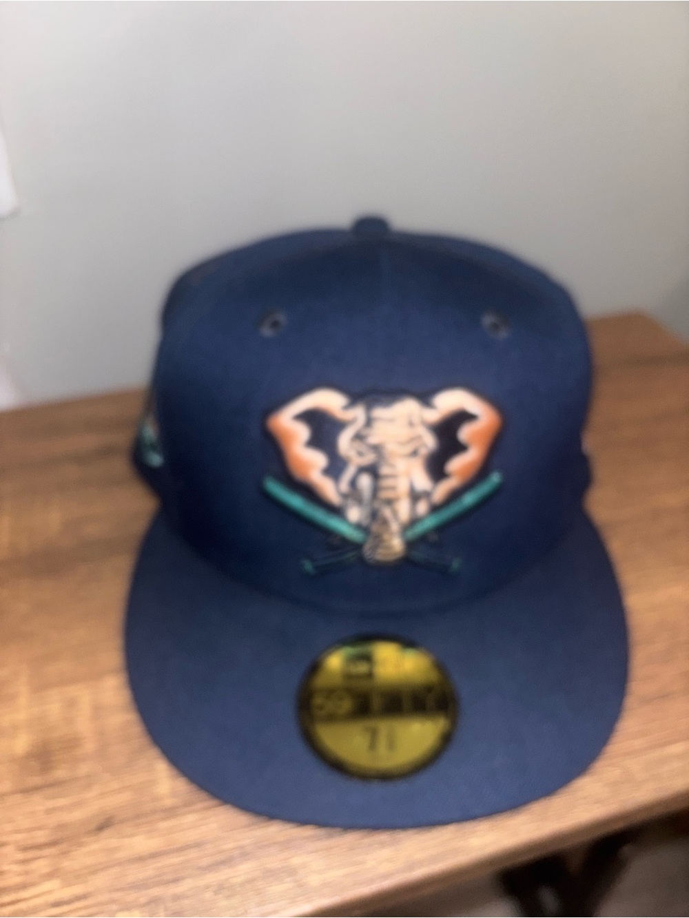 New Era Navy Fitted Cap with Orange & Teal Elephant Patch